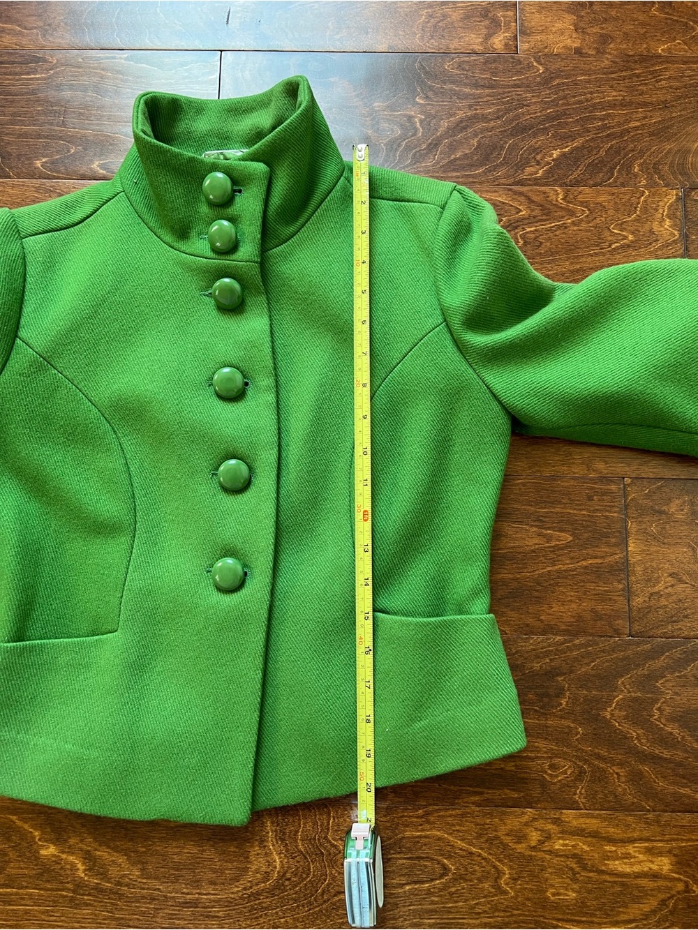 Tulle Green Cropped Jacket 3/4 Sleeve - Picture 5 of 8
